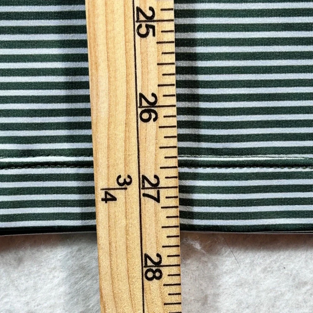 Mizzen+Main Versa Polo Mens Large Trim Fit Green Stripe Performance Golf Shirt